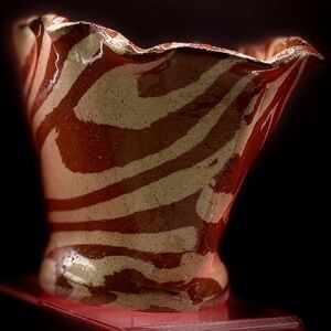 Red and Cream Ceramic Vase